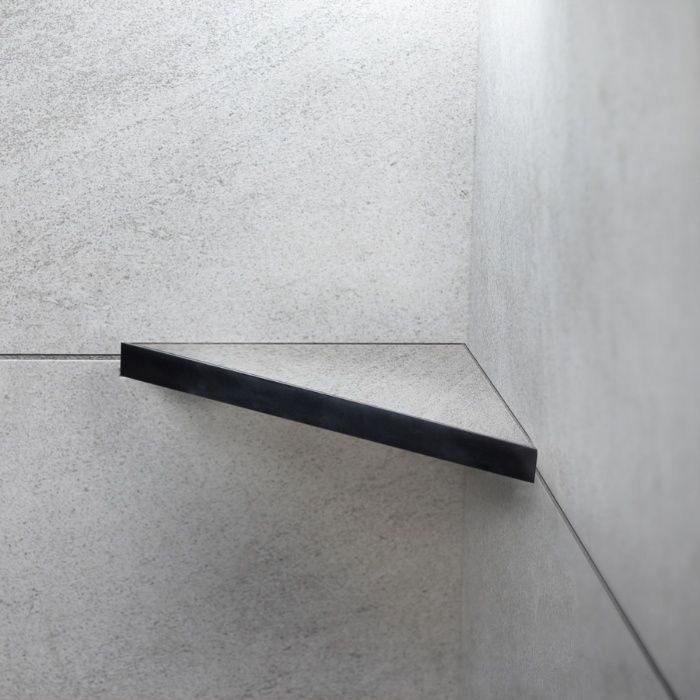 Półka narożna ze stali nierdzewnej TEBO Tile In Black czarna 2 w 1