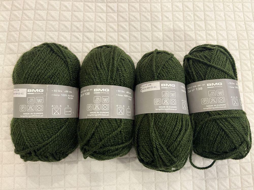 Lã de tricô verde escuro