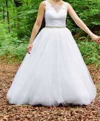 Suknia piękna biała ŚLUBNA haftowana regulowana 38 GRATISY!!!