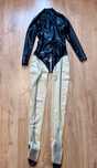 792b / Kombinezon catsuit czarno transparetny L latex lateks 0,4