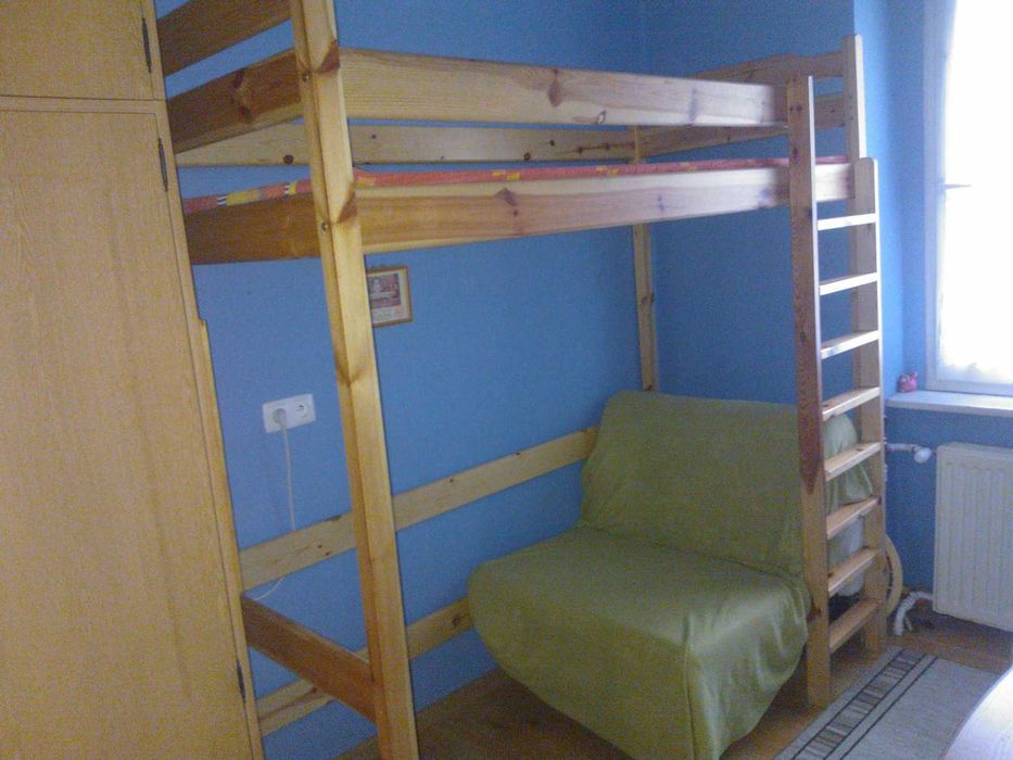 Łóżko piętrowe drewniane na antresoli (bez materaca) 190x80