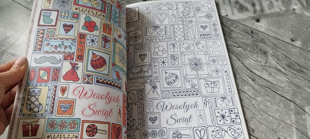 Kolorowanka, naklejki Wzorki świąteczne ozdabianki. i