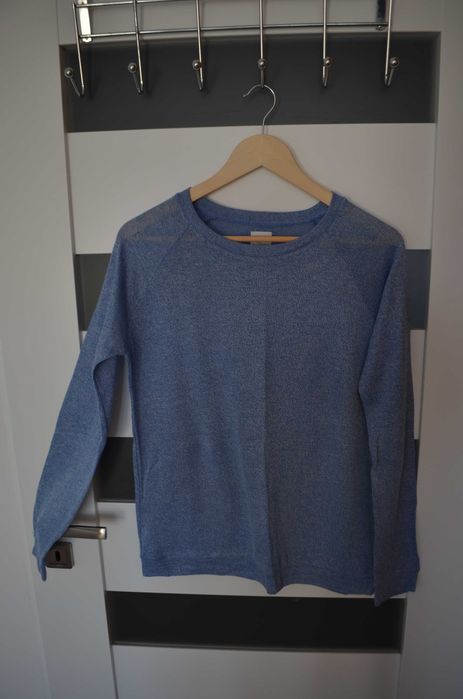 Cienki sweterek bluzka z łatkami na łokciach Sinsay błękitny melanż