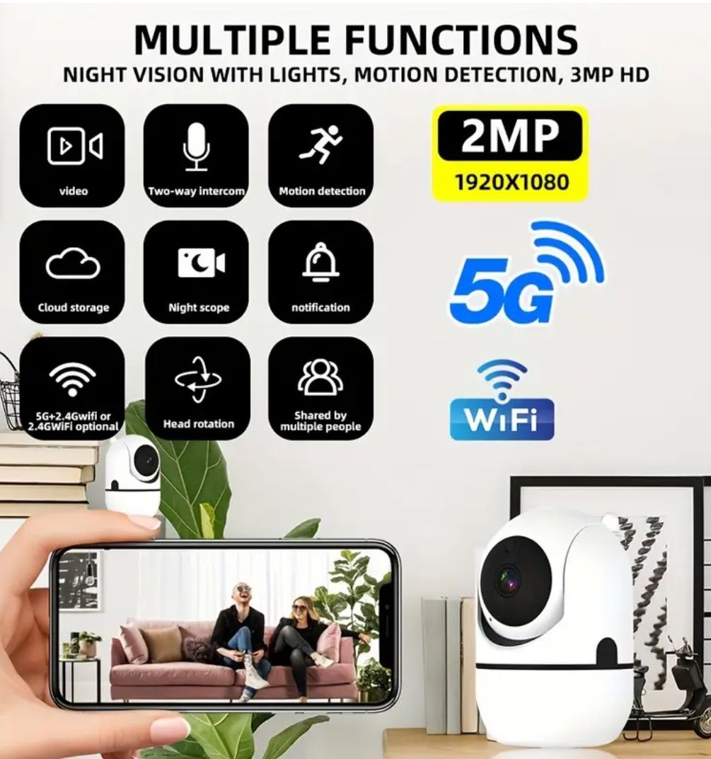 Wifi ip camera відеоспостереження відео няня 360 градус, детектор руху