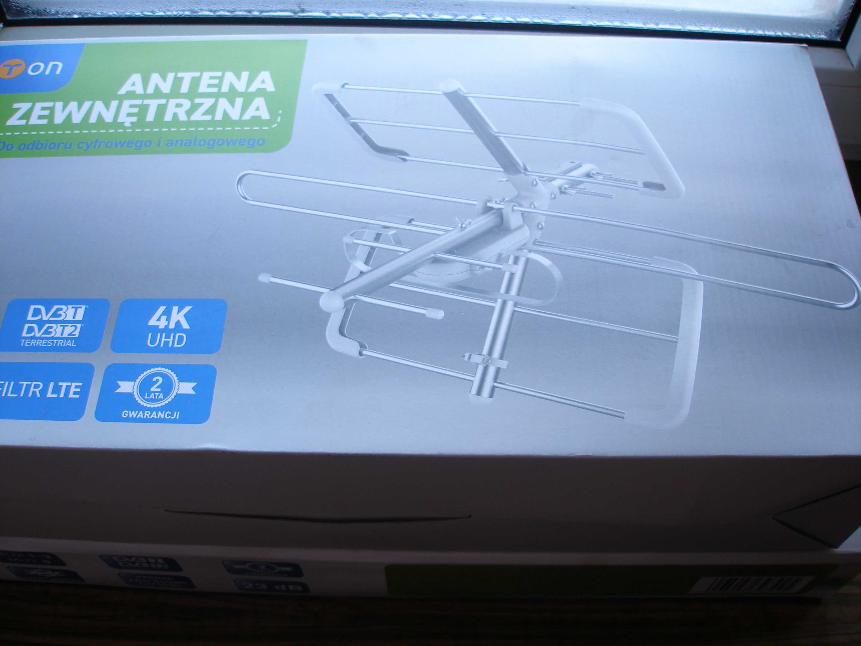 Zewnętrzna Antena TV DVB-T2 HEVC H.265 4K 23dB Filtr LTE zasięg 50km