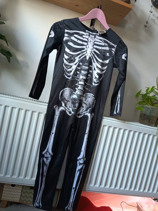 Strój karnawałowy, przebranie halloween, kostium szkielet 122/128