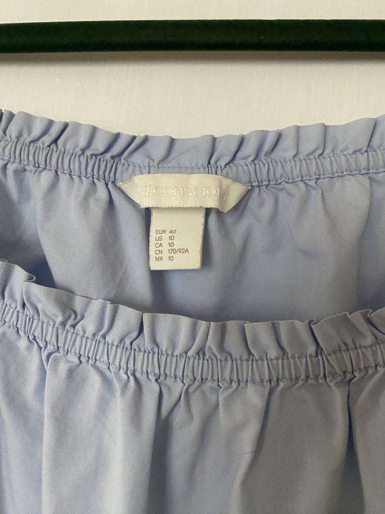 Bluzka odkryte ramiona niebieska błękitna 100% cotton bawełna