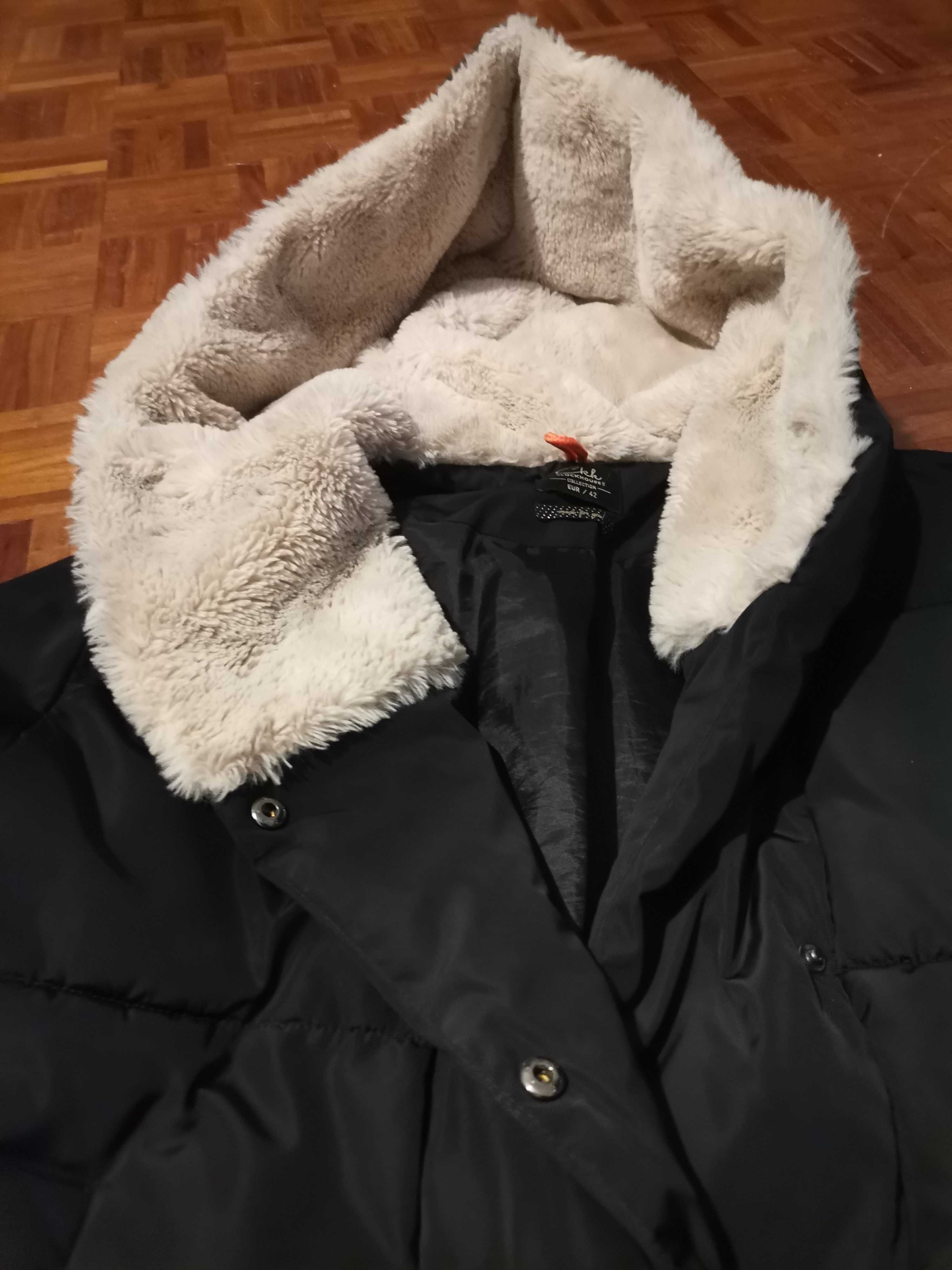 Blusão quente c/ gorro forrado a pelo