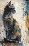 Gobelin na płótnie HD/Splash-Ink Painting/Wild Animal, Cat