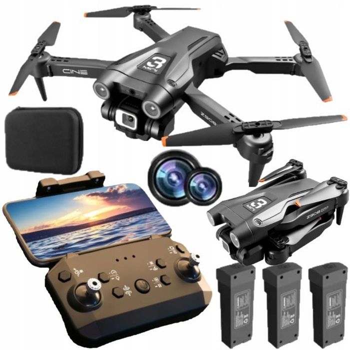 DRON 2X KAMERA 6K wifi zawis 3000m 40min lotu na jednej baterii + 3AKU