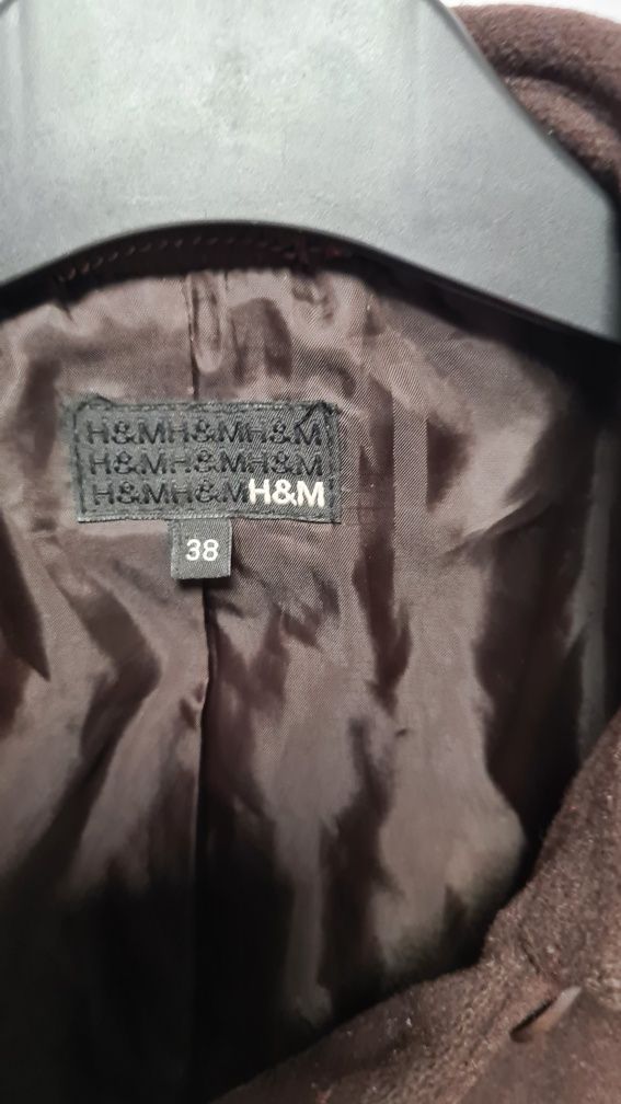 Wełniany płaszcz płaszczyk kurtka wełna 38 m hm h&m