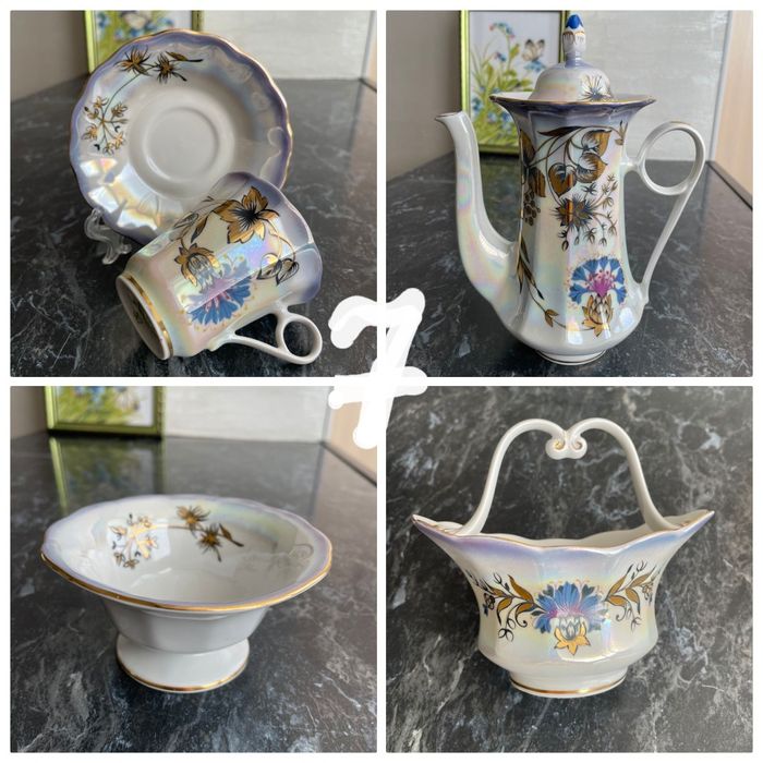 сервиз СССР сервіз кобальт посуд бутон золото вінтаж freiberger