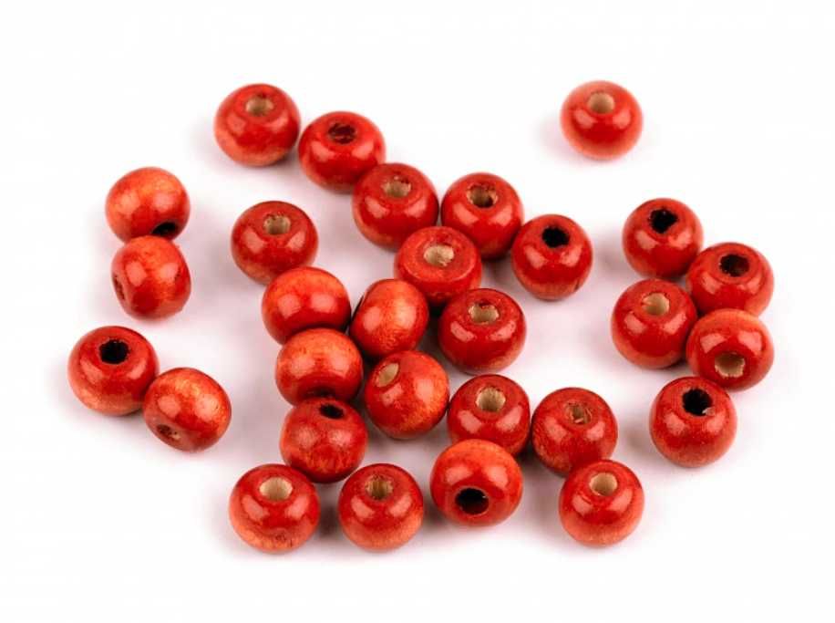 Korale Koraliki drewniane 6/8-9 mm czerwone 1 kg 1000 g / ok 4500 szt.