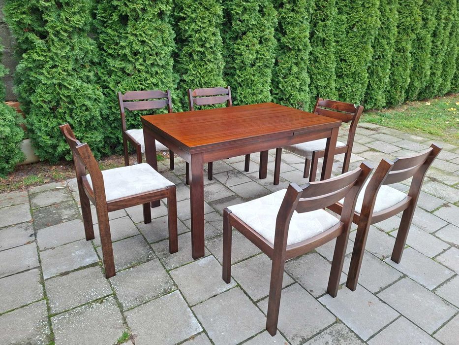 Stół rozkładany + 6 krzeseł