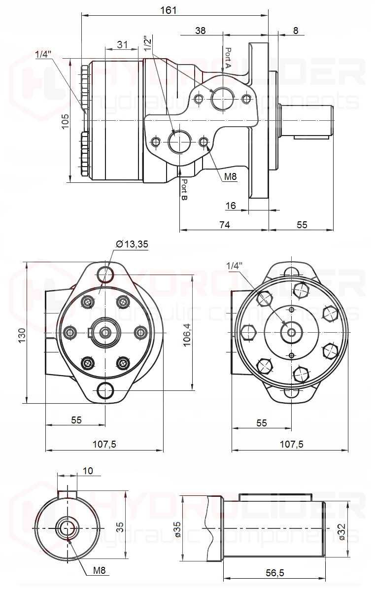 Silnik hydrauliczny BMR 160 O2 WC32 Z PŁ 90