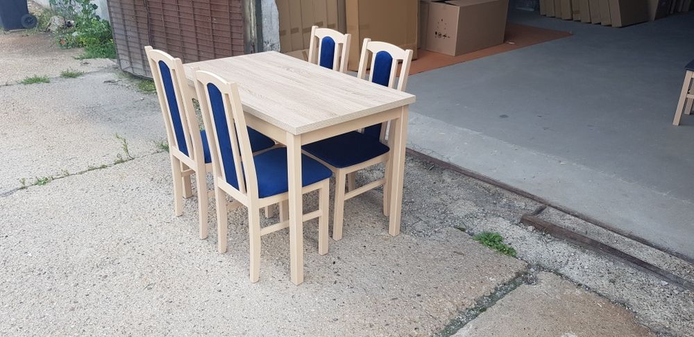 Nowe: Stół 70x120 + 4 krzesła, sonoma + granatowy , dostawa cała PL