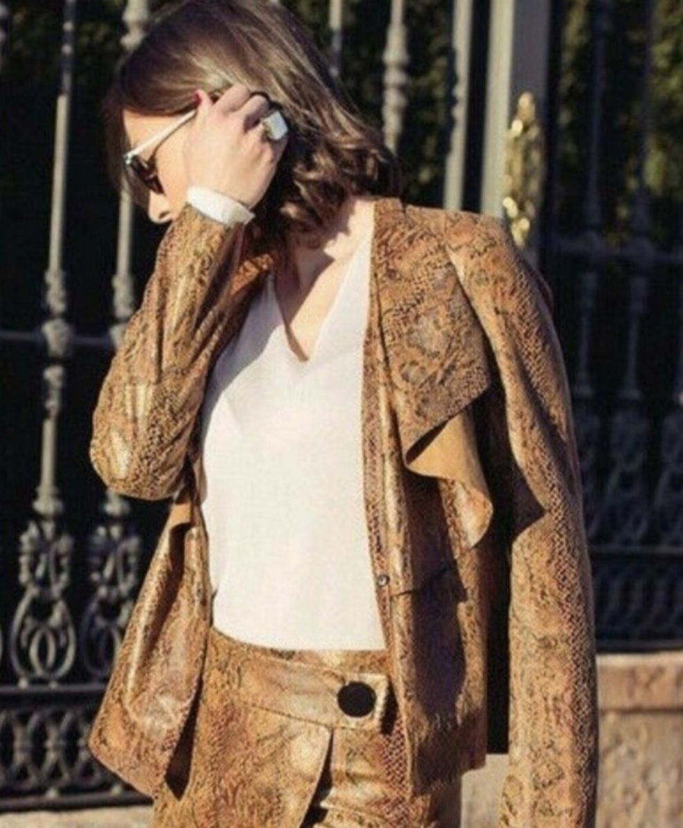 Zara żakiet marynarka skóra węża snake S