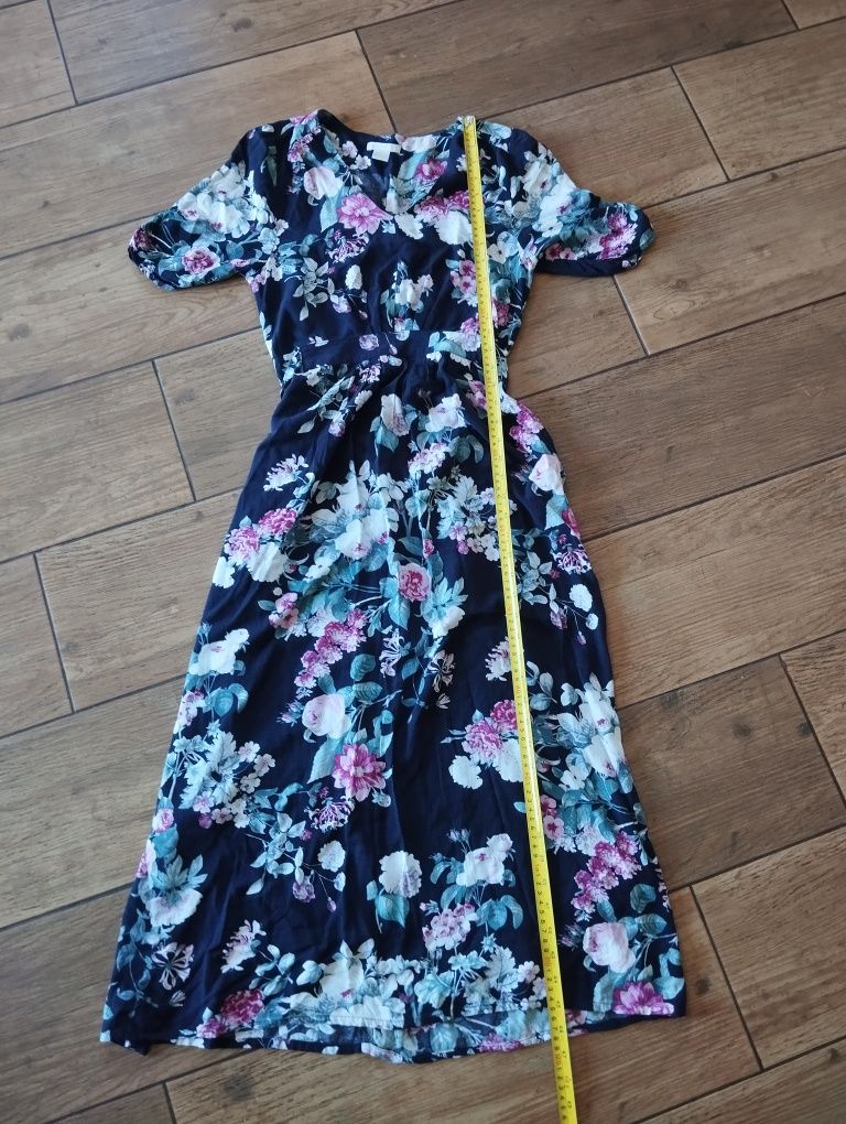 Długa sukienka w kwiaty h&m XS/S