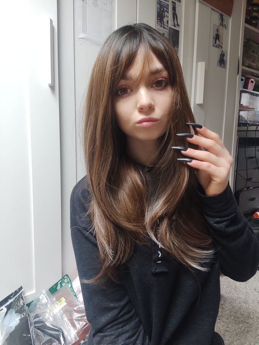 Peruka z grzywką blond brąz WIG ombre cosplay