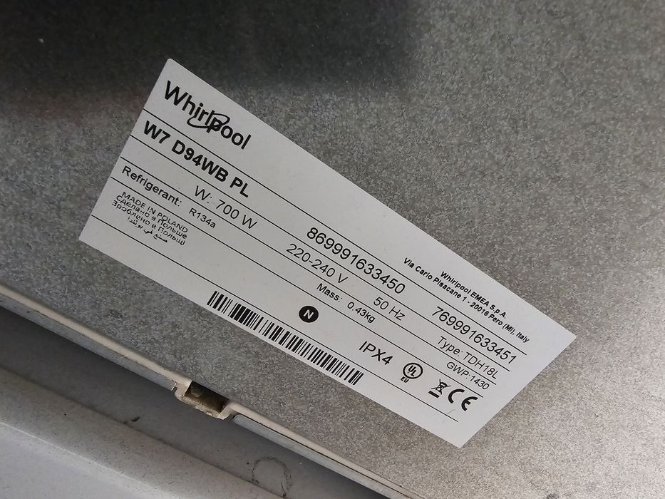 Suszarka Whirlpool W7 D94WB PL pompa ciepła 9kg