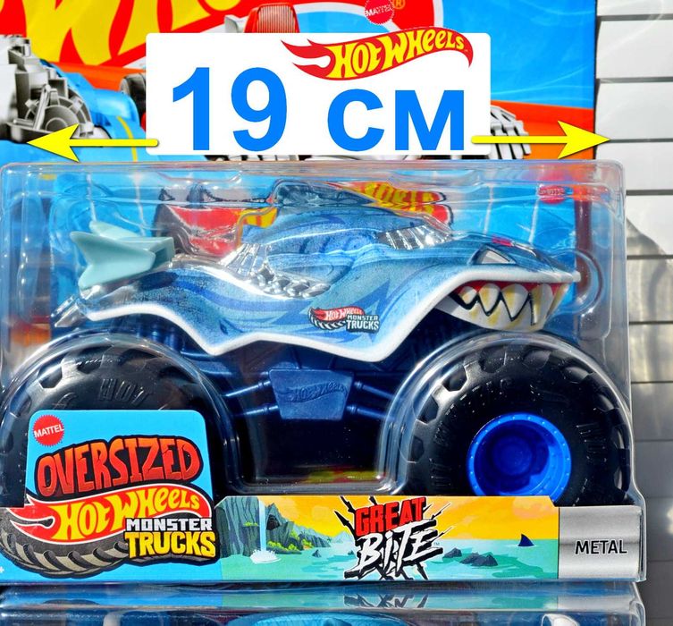 Новинка‼️ Машинка Hot Wheels Monster trucks Bite Shark 1:24 акула 19см