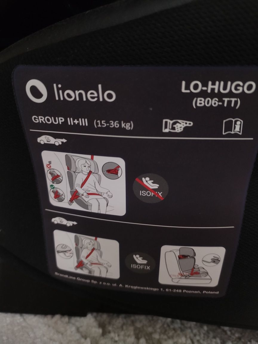Автокресло Lionelo Hugo Isofix группа 2/3 (15-36 кг)