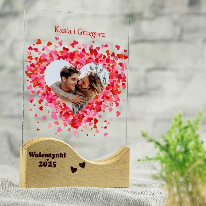 RAMKA Ze Zdjęciem Dla Niego Niej prezent na walentynki szklana