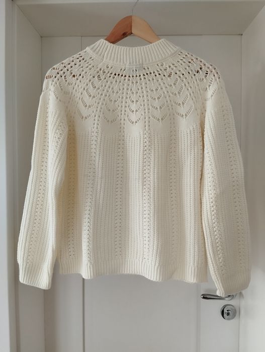 Kremowy ażurowy śmietankowy sweterek ,kobiecy rozm M