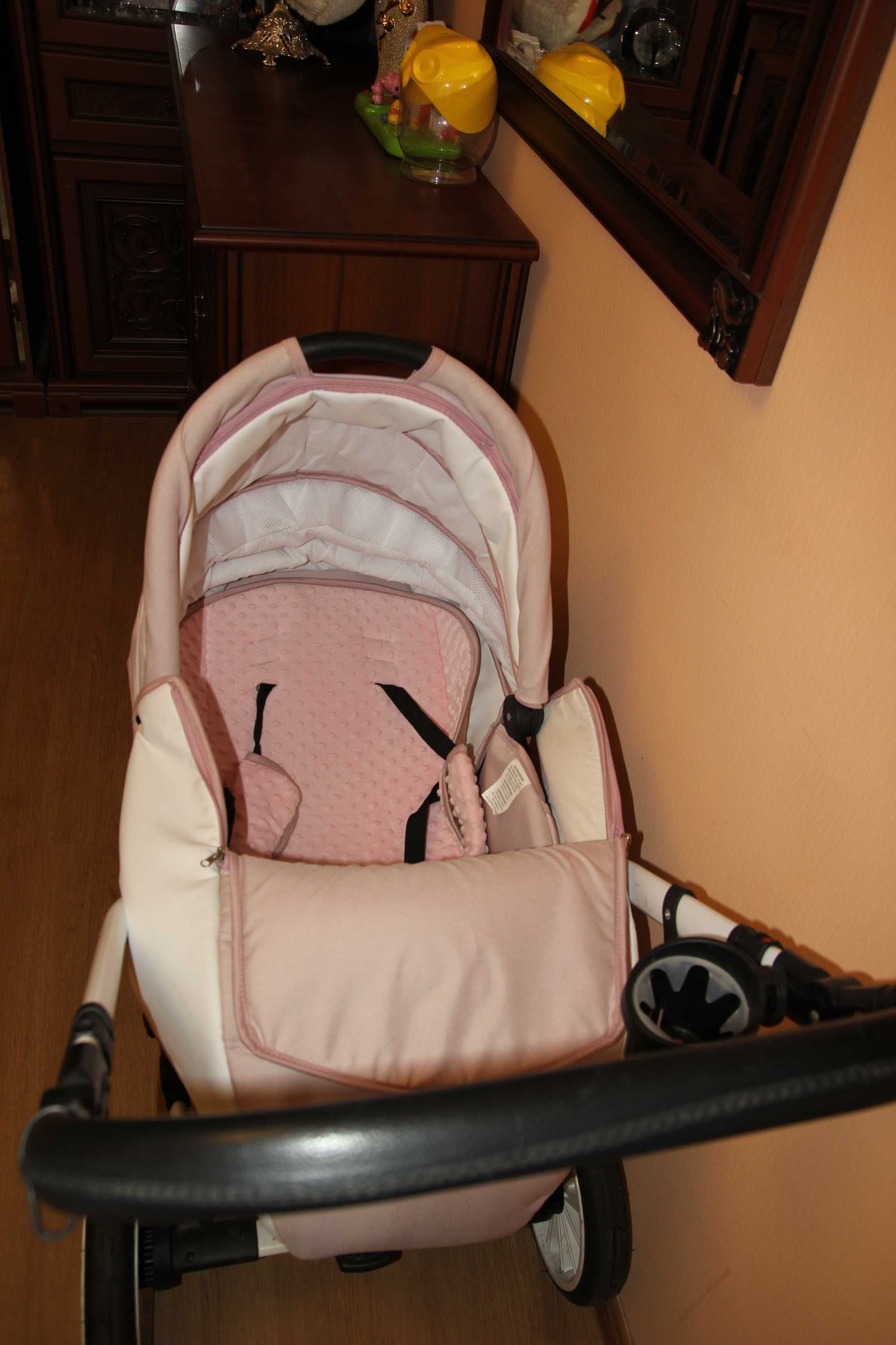Дитяча коляска 3 В 1 ADBOR рожева