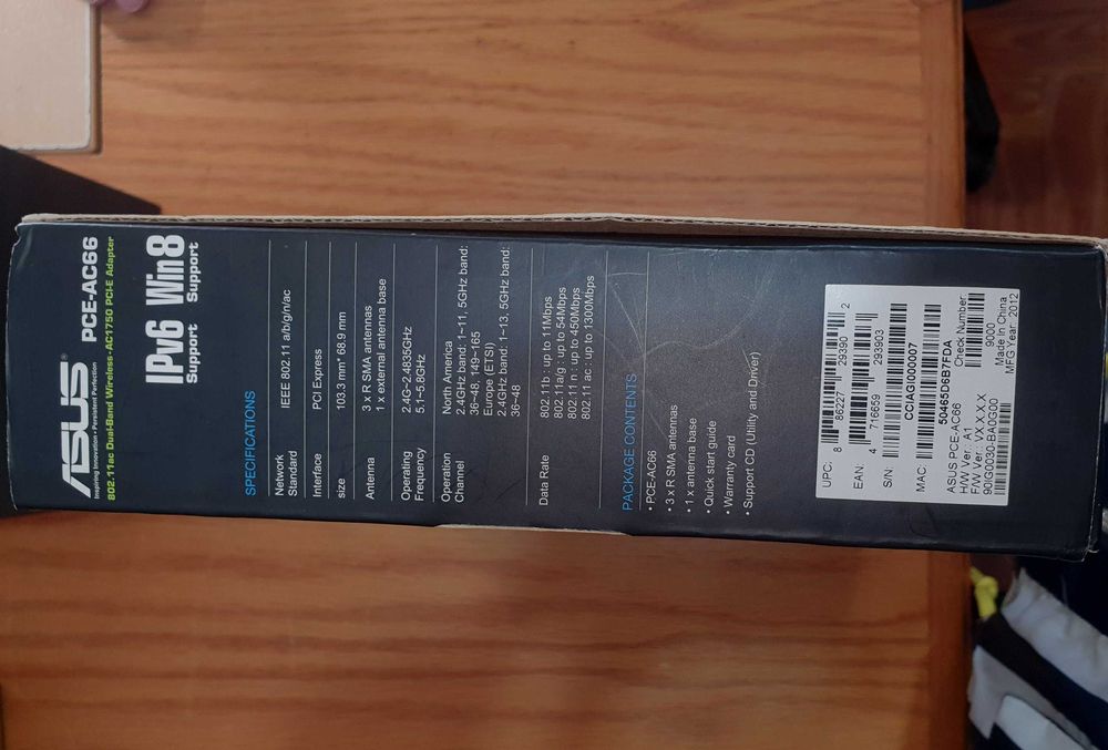 Placa PCI-E wifi ASUS PCE-AC66 Dual- Band AC1750