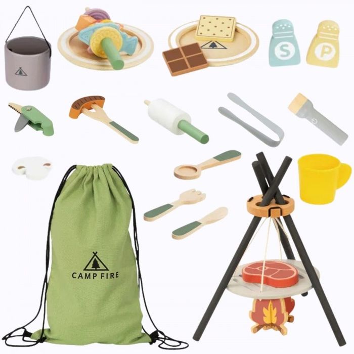 Drewniany Kempingowy Zestaw Do Gotowania Ognisko
