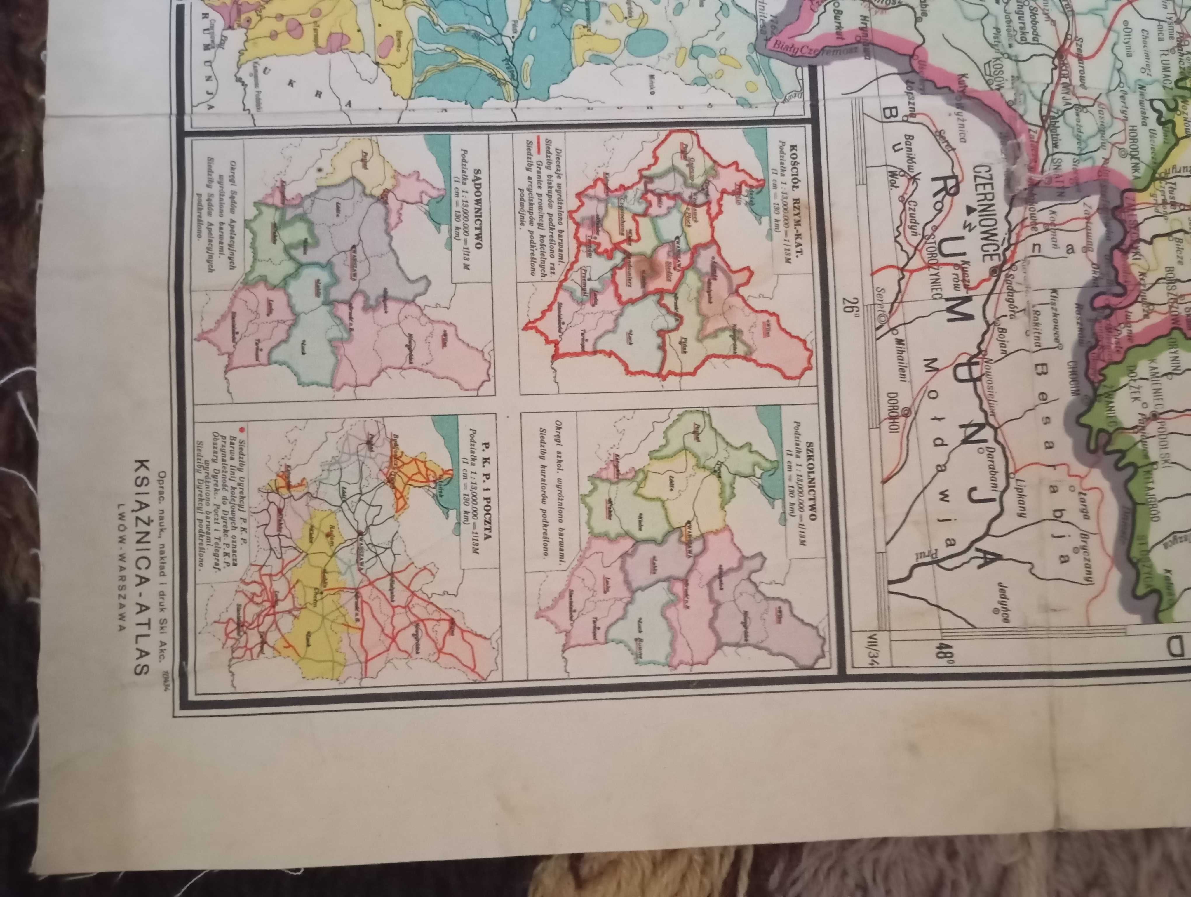 Mapa Polski z przed 1939 roku
