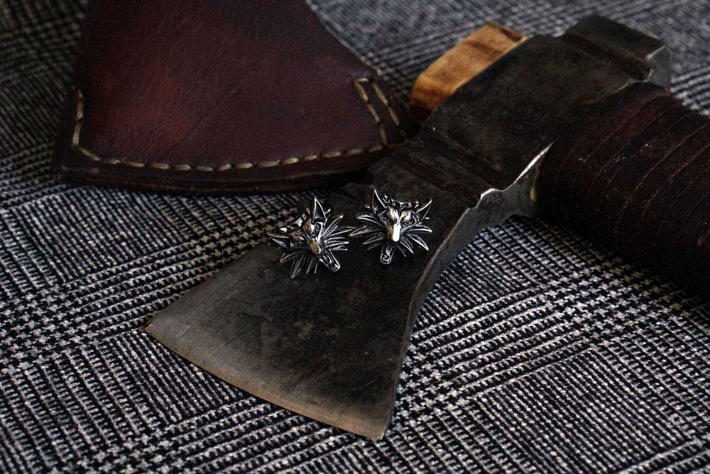 Spinki Wiedźmin do koszul mankietów męskie srebrne the witcher koszula