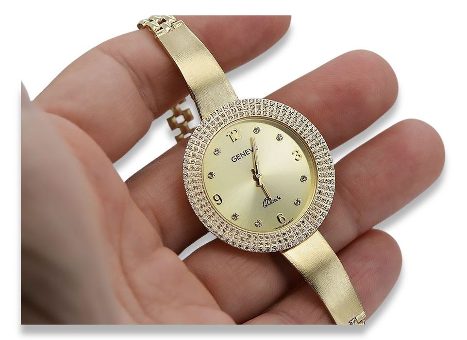 Prześliczny 14k złoty damski zegarek Geneve lw012y Katowice biżuteria