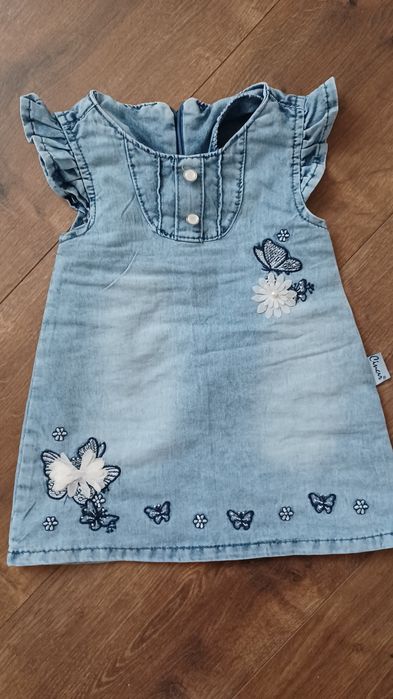 Sukienka miekki jeans motylki 74/80