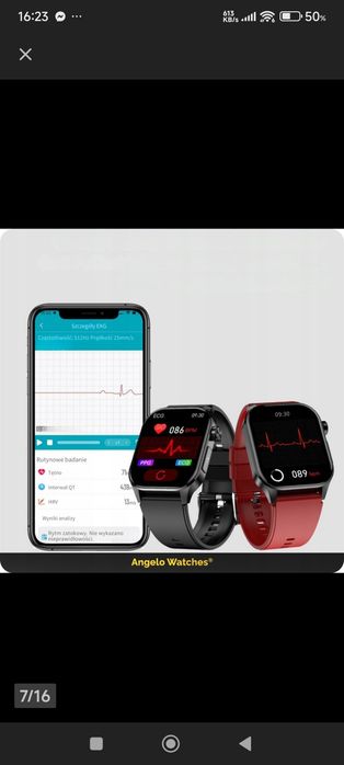 SMARTWATCH E500 zegarek Kardiowatch dla Seniora EKG PPG HRV ROZMOWY