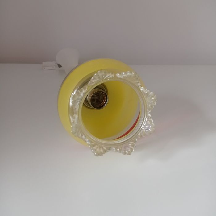 Szklana lampa wisząca PRL 60 cm