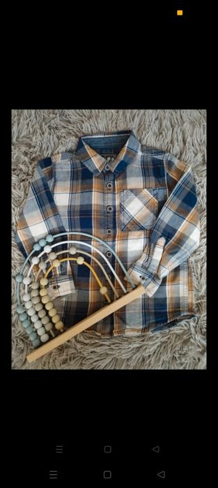 F&F koszula flanelowa chłopięca w kratę barwy jesieni  104/110