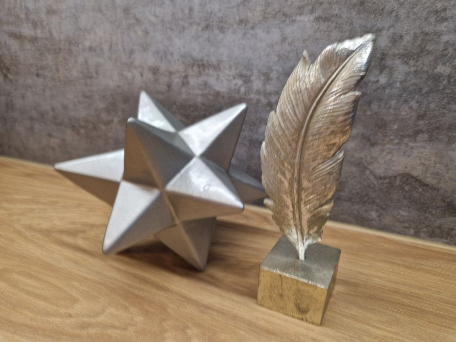 Zestaw ozdob ceramiczna gwiazda + piórko
