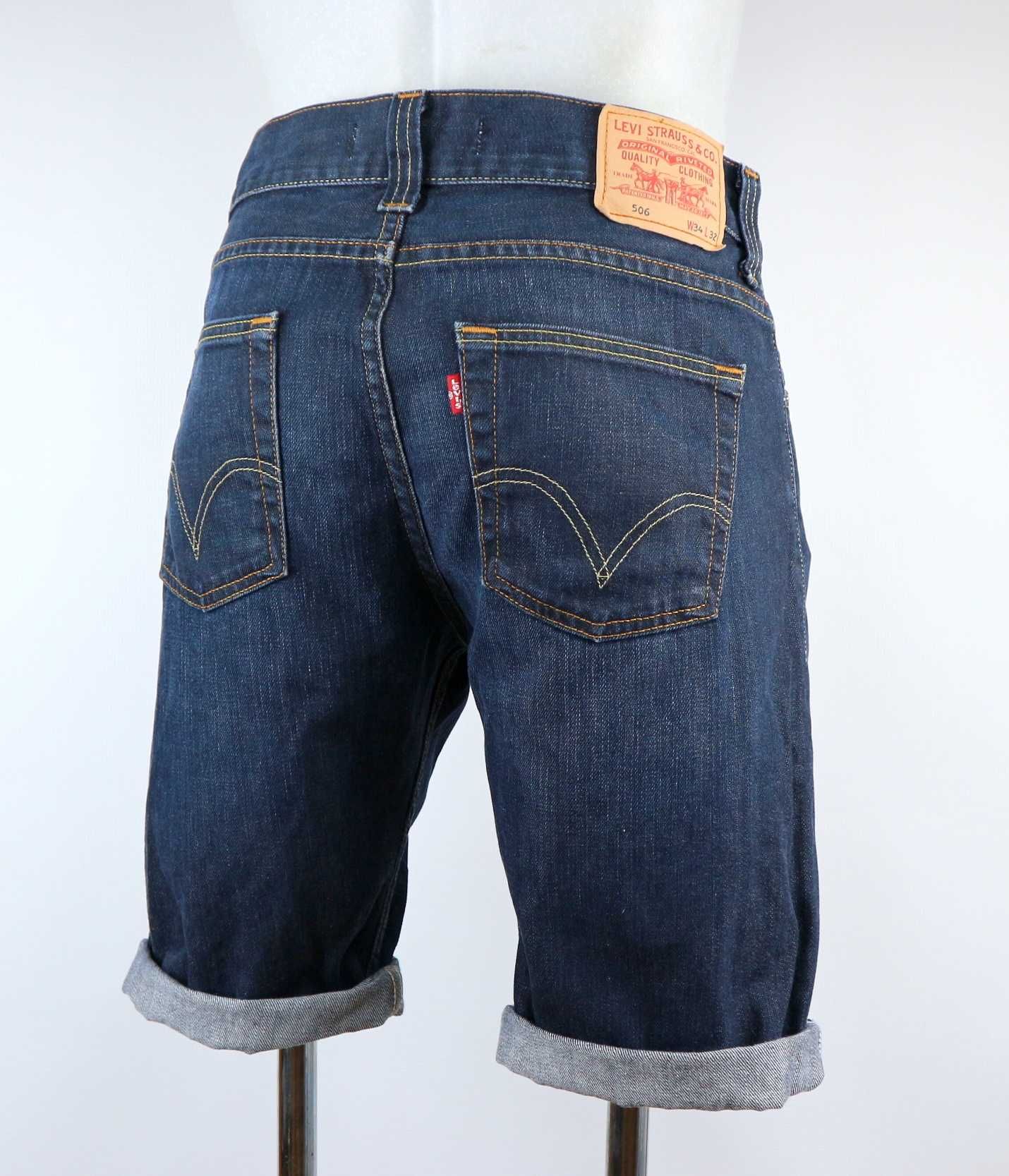 Levis 506 spodenki jeansowe szorty niewykończone W34 pas 2 x 46 cm