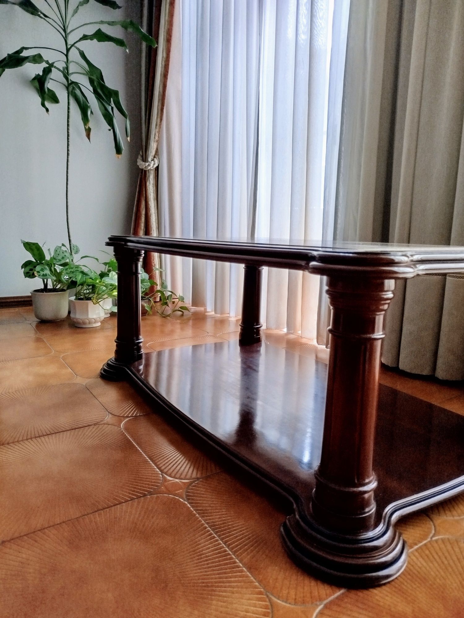 MESA DE CENTRO | Madeira Maciça c/ Tampo Mármore