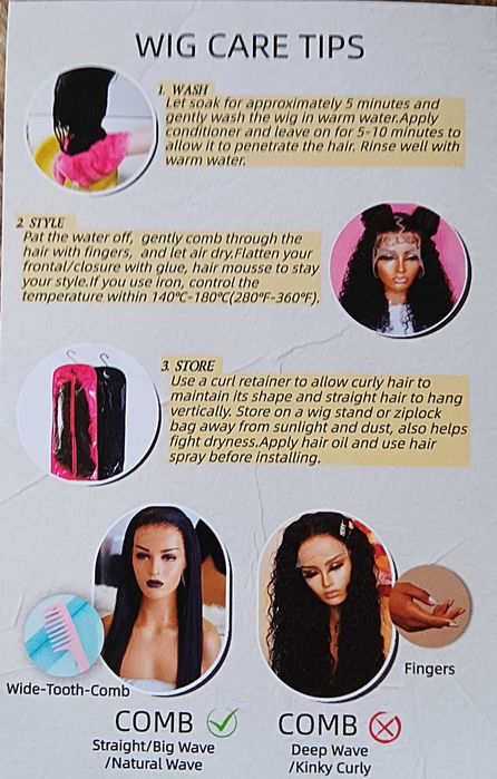 Peruca nova comprida lisa com 2 toucas