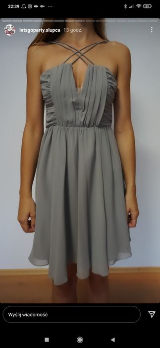 Sukienka szara zwiewna, lekka 34.