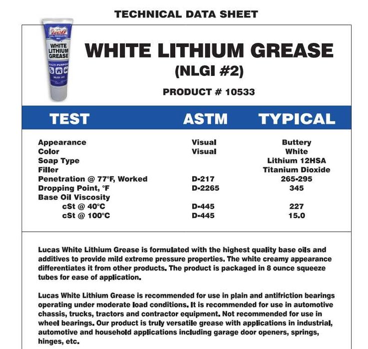 Біле літієве мастило універсальне Lucas Oil 10533 White Lithium Grease