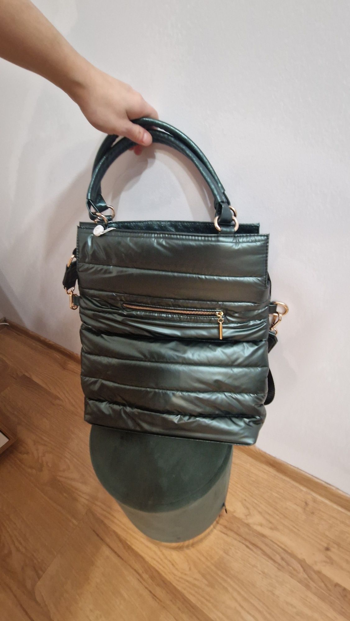 Piękna elegancka torba damska butelkowa zieleń barletta