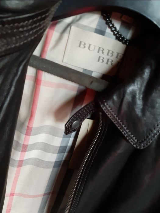 Burberry kurtka skórzana skóra brąz 100% oryg nrSeryjny piękna prezent
