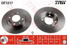 TRW DF1217 Tarcze hamulcowe Peugeot 205/106/ 309 *A*