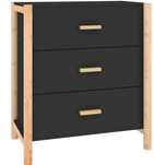 NOWA Szafka Czarna 62x38x70 cm Komoda 3 Szuflady Loft Retro RTV