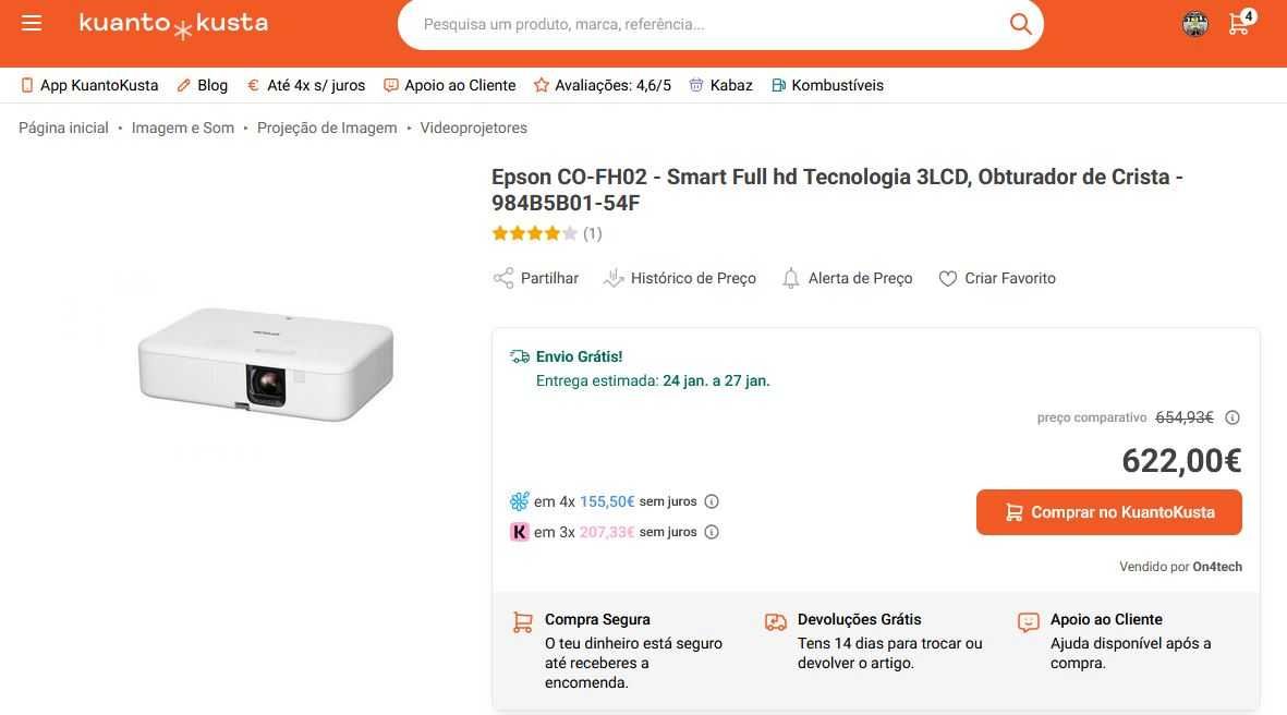 [NOVO] Smart Projetor Android Epson CO-FH02