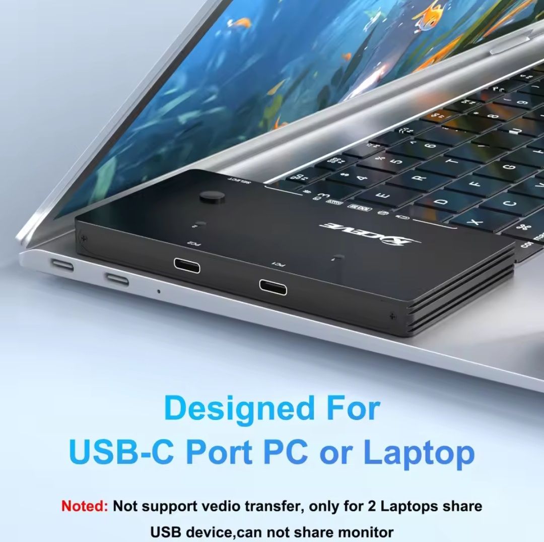 Перемикач KCEVE USB 3.2 10 Гбіт/с з 2 входами та 4 виходами USB C .